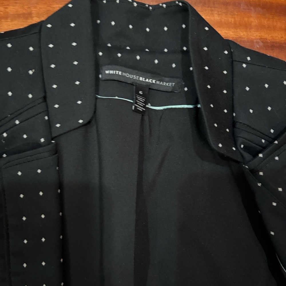 White House Black Market Black Blazer with white polka dots - Picture 5 of 8